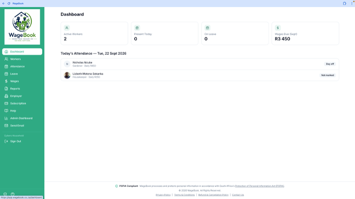 WageBook dashboard